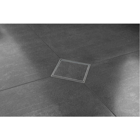 Easy Drain Aqua Quattro Grille de sol carrelage avec pièce de finition ABS / grille en inox carrelable et sortie base 15x15cm profondeur