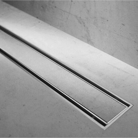 Easy Drain Modulo TAF low caniveau de douche - 80x6.7cm - avec bride de sol - Siphon: 50mm - inox brossé