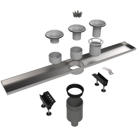 Easy Drain Multi caniveau de douche 120x9.8cm sortie verticale sans grille inox