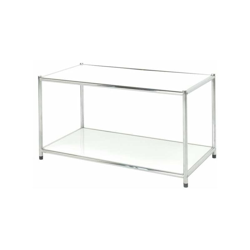 Serena - Easy étagère métallique bibliothèque chromée 2 tablettes blanches cm 40 x 80 x h. 40,5 cuisine salle de bains garage placard cuisine salle