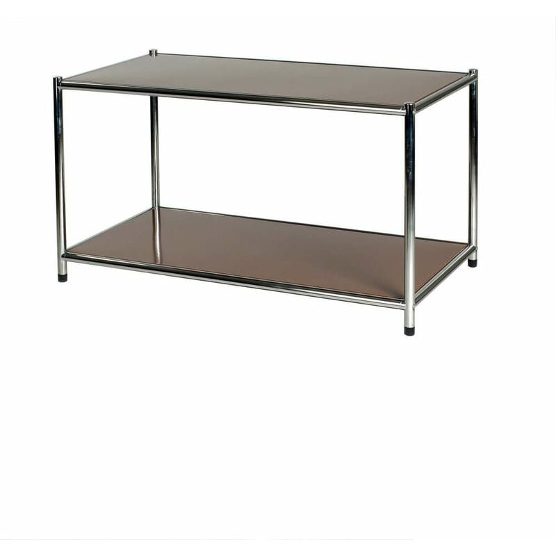 Serena - Easy étagère métallique bibliothèque chromée 2 tablettes marron cm 40 x 80 x h. 40,5 cuisine salle de bains garage placard cuisine salle de