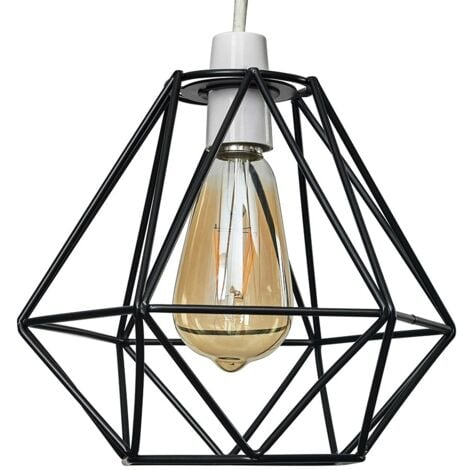 Easy Fit Ceiling Light Shade + 4W LED Filament Bulb - Black