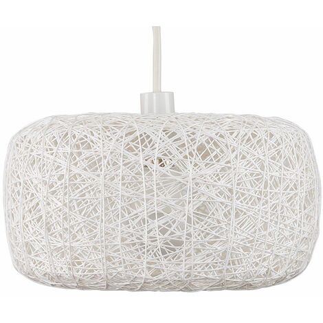 main image of "Easy Fit Rattan Lounge Living Room White Ceiling Pendant Shade - No Bulb"