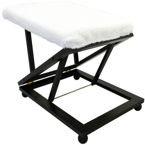 EASY - Folding Adjustable Solid Wood Comfort Footstool / Footrest - Dark Stain / Warm White