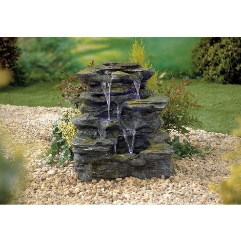 Easy Fountain Cosmo Springs LED Natural Garden Water Feature Stone Slate Effect