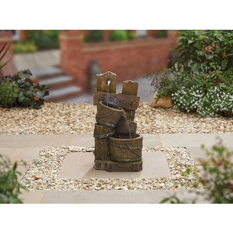 Easy Fountain Fence Post Pours LED Traditional Garden Water Feature Stone Effect