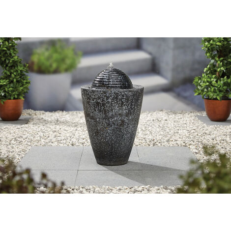 Easy Fountain Impressions Dappled Column Garden Water Feature Stone Effect Grey