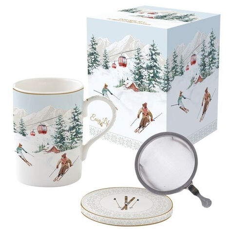EASY LIFE COFFRET TISANIERE 35CL EN PORCELAINE AVEC FILTRE INOX CHALET 1220485