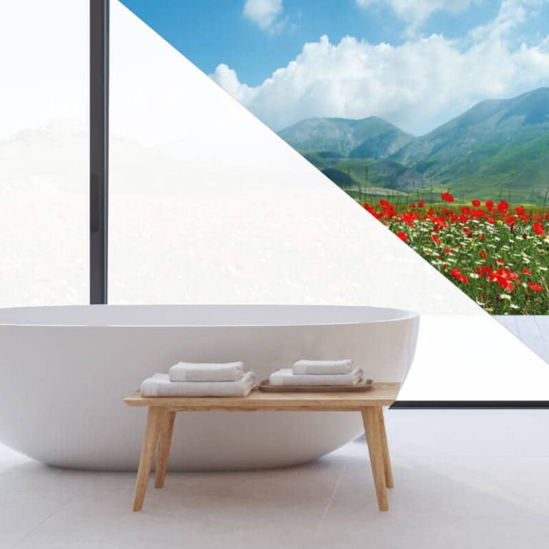 Film Adhésif pour Vitrage - EASY PROTEC - 100 x 90 cm - Dépoli Blanc Anti Regard