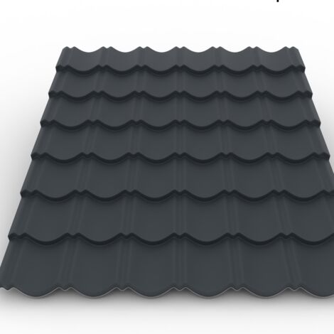 Easy Tile-Tuile de couverture 0.4mm coloris Anthracite  Mat 7016 0.94x2.09m