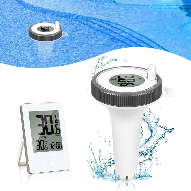 Image of Easy-to-read floating pool thermometer with indoor&hellip;