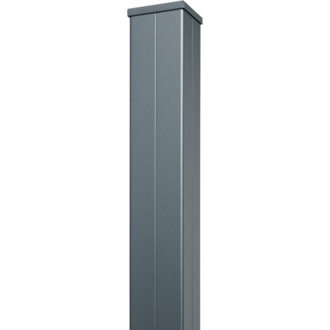 Poteau aluminium pour portail et portillon 2400mm – Section 100x100mm – Scellement solide – Coloris gris anthracite RAL 7016 – Gardenode