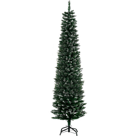 Easycomfort Albero di Natale Innevato Artificiale Alto e Stretto con 570 Rami, Base Rimovibile e Pieghevole, Φ53x190cm, Verde