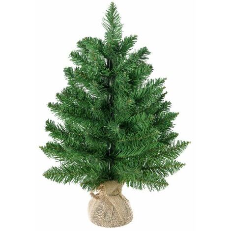 EASYCOMFORT Albero di Natale Mini 55cm con 50 Rami Folti e Aghi Realistici in PVC, Base in Cemento e Iuta