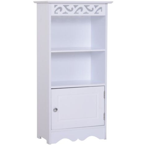 easycomfort armadietto da terra per bagno in legno con decoro intaglio floreale bianco 40 x 23 x 80cm