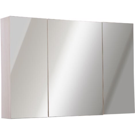 easycomfort armadietto pensile da bagno 3 ante con specchio in legno rovere 90x60x13,5 cm