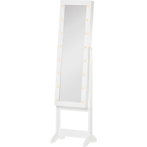 easycomfort armadietto portagioie con specchio regolabile e luci led bianco caldo, 36x30x136 cm