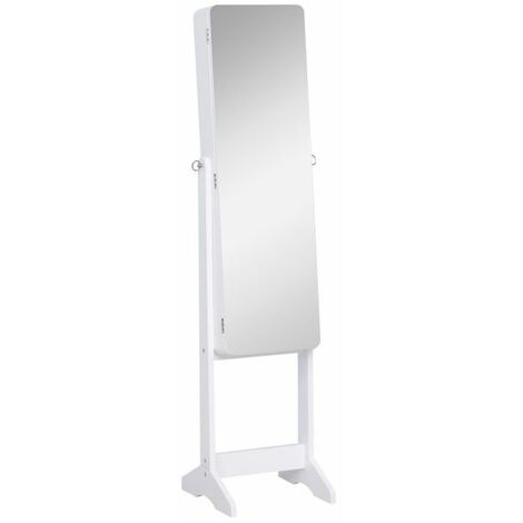 EASYCOMFORT Armadio Portagioie e Trucchi con Specchio e Illuminazione LED Automatica, Bianco, 30x146x36cm