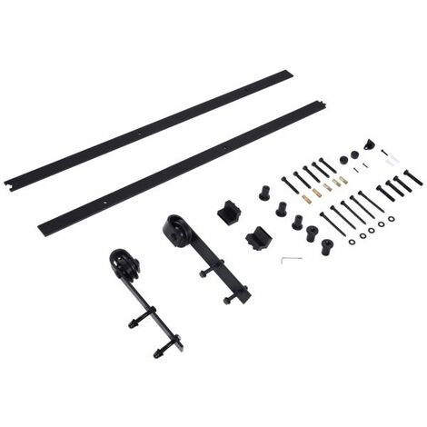 EASYCOMFORT Binario per Porta Scorrevole Kit Accessori con Binario e Rulli Portata 100kg Acciaio al Carbonio 200×4×0.6cm