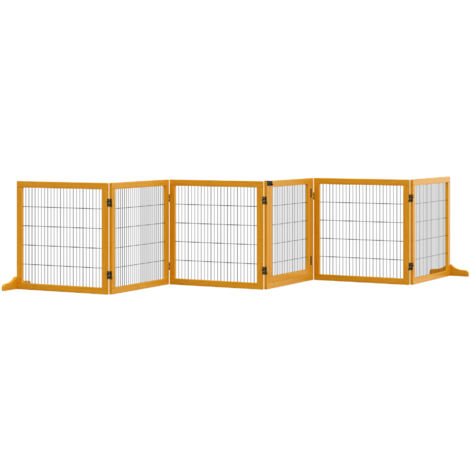easycomfort cancelletto per cani di piccola/media taglia in legno e acciaio con 6 pannelli pieghevoli, 432x36x70cm