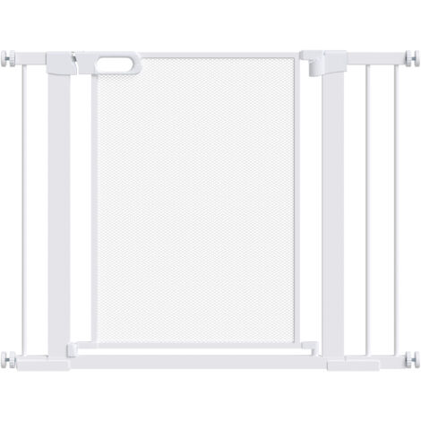 easycomfort cancellino per cani estensibile a pressione con chiusura automatica per spazi da 75-103cm, bianco