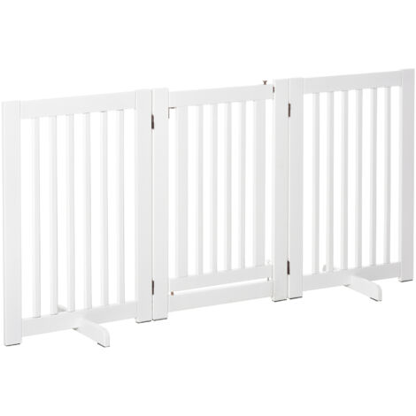 easycomfort cancellino per cani pieghevole a 3 pannelli, porta centrale con blocco, struttura in mdf, 155x76cm bianco