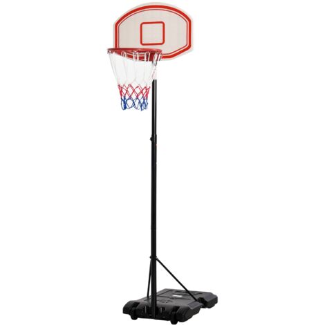 easycomfort canestro basket altezza regolabile 5 livelli 175-215cm, struttura metallo con ruote, nero