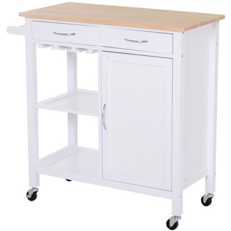 easycomfort carrello da cucina classico con cassetti e ruote in legno salvaspazio 89x40x84cm