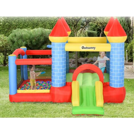 easycomfort castello gonfiabile gigante e rimbalzante per bambini 3-8 anni con scivolo, piscina e canestro, 280cmx260cmx210cm