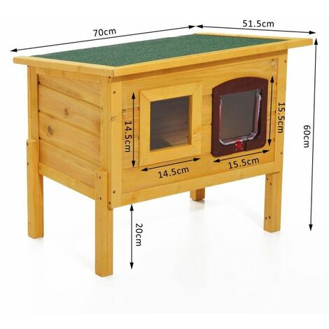 EASYCOMFORT Cuccia Casetta per Animali Domestici in Legno di Abete 70 x 51.5 x 60cm