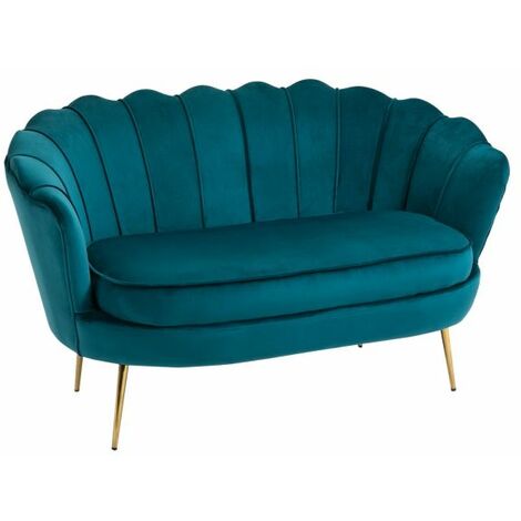 EASYCOMFORT Divano Vintage 2 Posti in Stile Industrial Chic, Divanetto Francese per Ingrasso in Velluto, 130x77x77cm, Blu