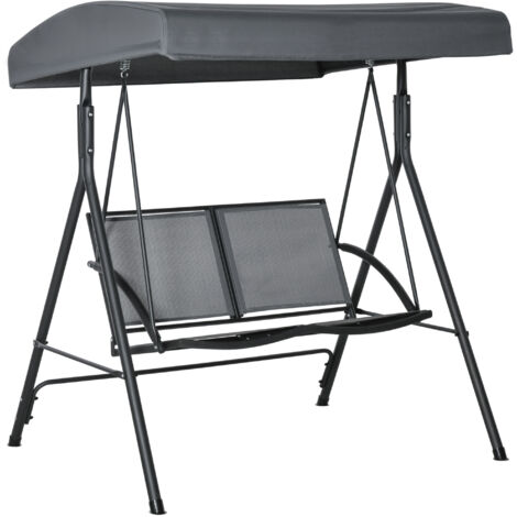 easycomfort dondolo a 2 posti da giardino con tettuccio regolabile, 140x118x162cm grigio