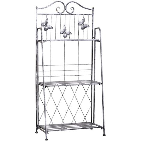 easycomfort fioriera a scaffale a 3 ripiani da giardino balcone interno, grigio argento, 44 x 25 x96 cm