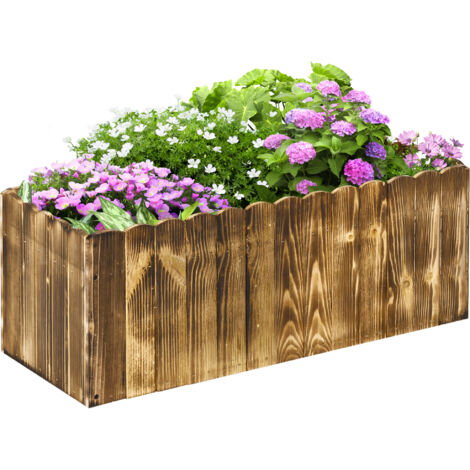 easycomfort fioriera da giardino quadrata portafiori da esterno in legno di abete per fiori ortaggi 80x 33x 30cm
