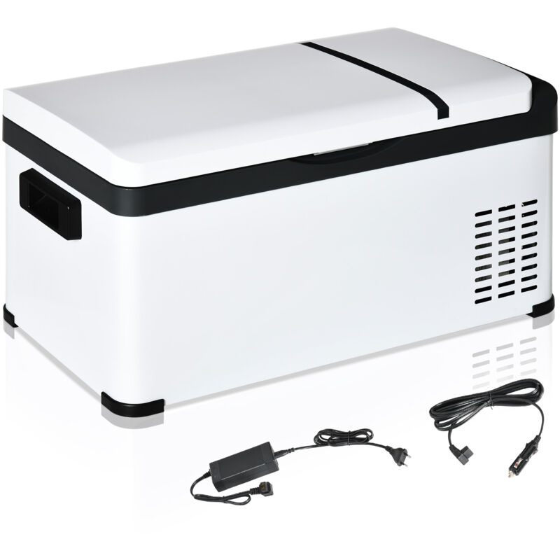 Image of Easycomfort frigo portatile elettrico 20l da 12 volt con maniglia e schermo lcd, 61x32x28.5cm, bianco