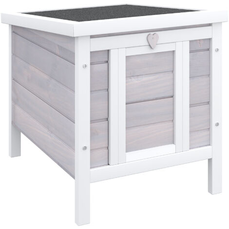 easycomfort gabbia per conigli in legno da esterno con tetto in asfalto e rampa antiscivolo, 42x51x43cm, grigia