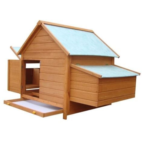 EASYCOMFORT Gabbia per Galline in Legno con Tetto Impermeabile, Pollaio Prefabbricato da Esterno, 160x98.5x107cm