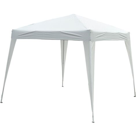 easycomfort gazebo pieghevole da giardino 2.4x2.4m con struttura in acciaio e corde antivento, bianco