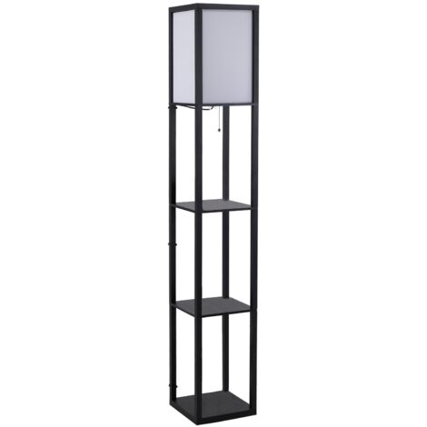 easycomfort lampada da terra moderna, lampadina illuminazione interna salvaspazio con ripiani da soggiorno cotone, mdf 26 x 26 x 160 cm nero e bianco