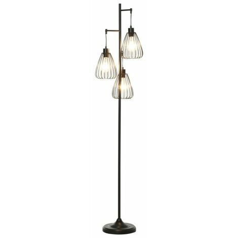 EASYCOMFORT Lampada da Terra Vintage Industriale in Metallo Nero, Lampada a Piantana da Terra Moderna Ф35 x 170cm