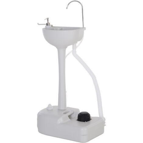 easycomfort lavabo portatile da campeggio con 2 ruote, serbatoio acqua 17l e serbatoio sapone 2.5l, 51x33.5x103cm