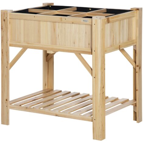 easycomfort letto per orto rialzato con 6 scomparti in legno di abete, 78.5x58x81cm