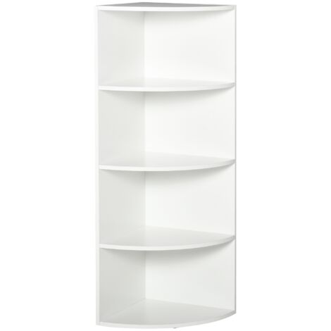 easycomfort libreria ad angolo 4 ripiani a muro e parete 39.5x39.5x120cm bianco legno