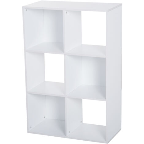 easycomfort libreria bianca per casa e ufficio, scaffale dal design moderno con 6 scomparti in legno, 91.5x29.5x61.5cm