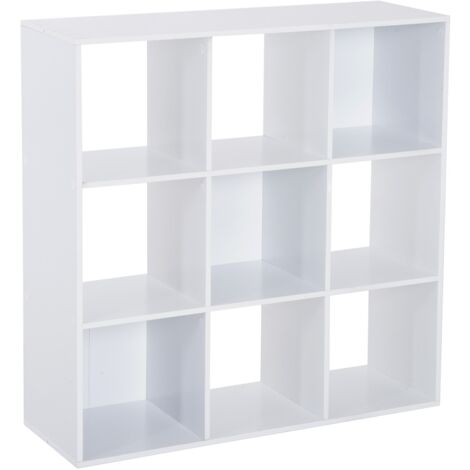 easycomfort libreria bianca per casa e ufficio, scaffale dal design moderno con 9 scomparti in legno, 91x29.5x91cm
