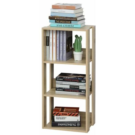 EASYCOMFORT Libreria Scaffale in Legno con 3 Ripiani Design Antiribaltamento 40x29.2x87.9cm