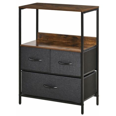 EASYCOMFORT Mobile Cassettiera Multiuso con 3 Cassetti in Tessuto, 58x29x81.5cm, Marrone