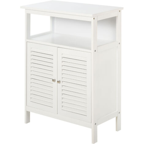easycomfort mobiletto da bagno bianco con 2 ripiani e armadietto in mdf, impermeabile e salvaspazio, 60 x 30 x 81.6cm