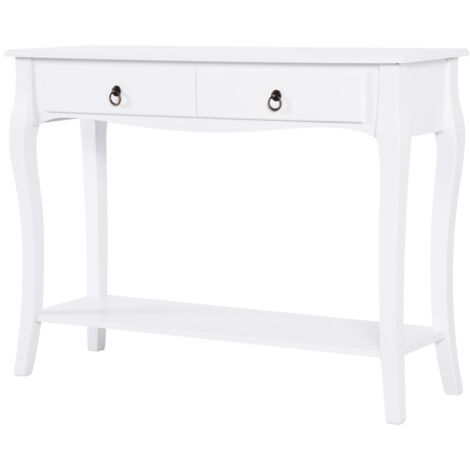 easycomfort mobiletto tavolo consolle da ingresso moderno con 2 cassetti casa legno 100 × 33 × 75cm bianco