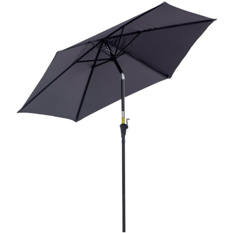 Easycomfort Ombrellone da Giardino 2.6x2.4 m Inclinabile con Manovella, in Alluminio e Poliestere Grigio e Nero